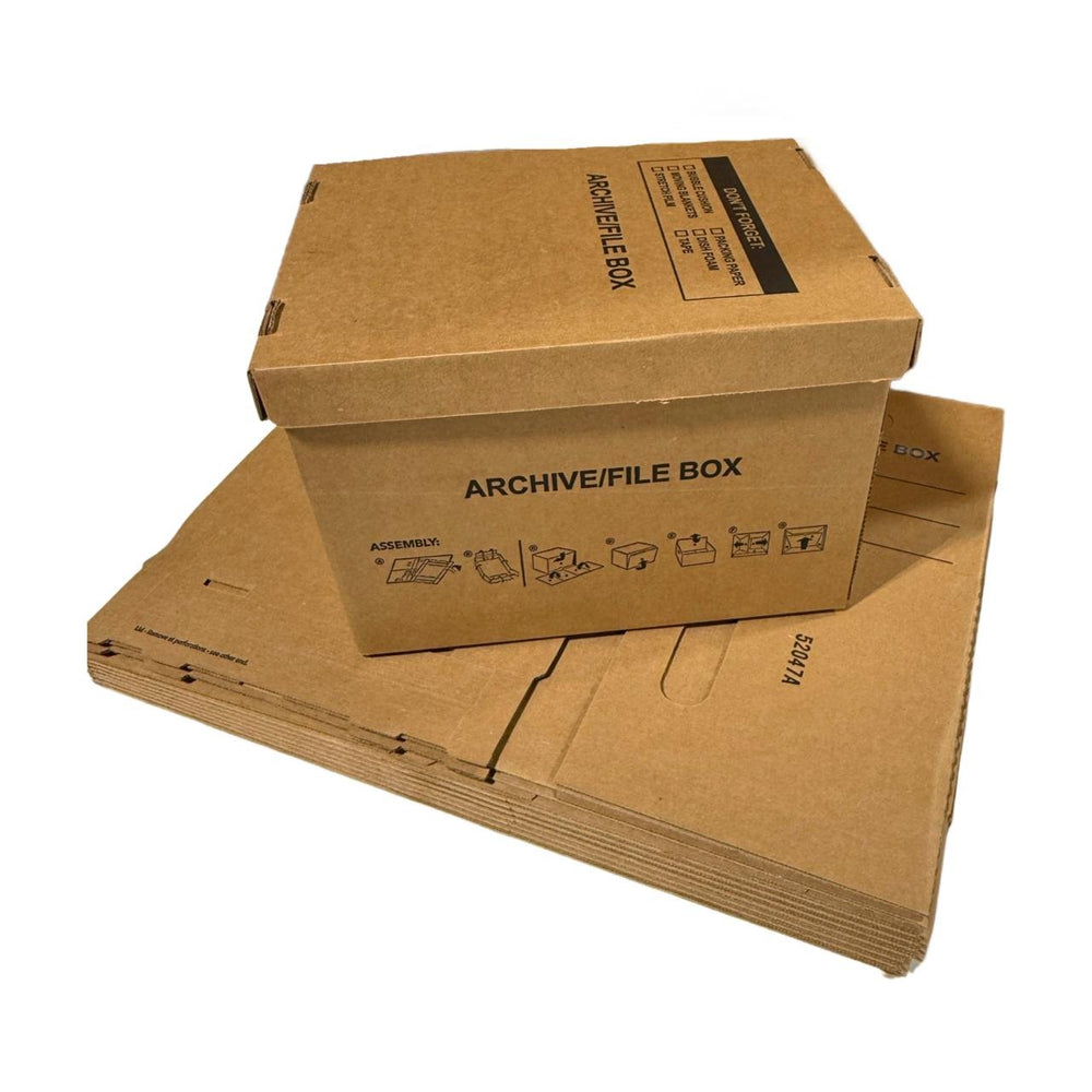 15x12x10 Small Standard File Storage Moving Box with Lid Letter Handle ...