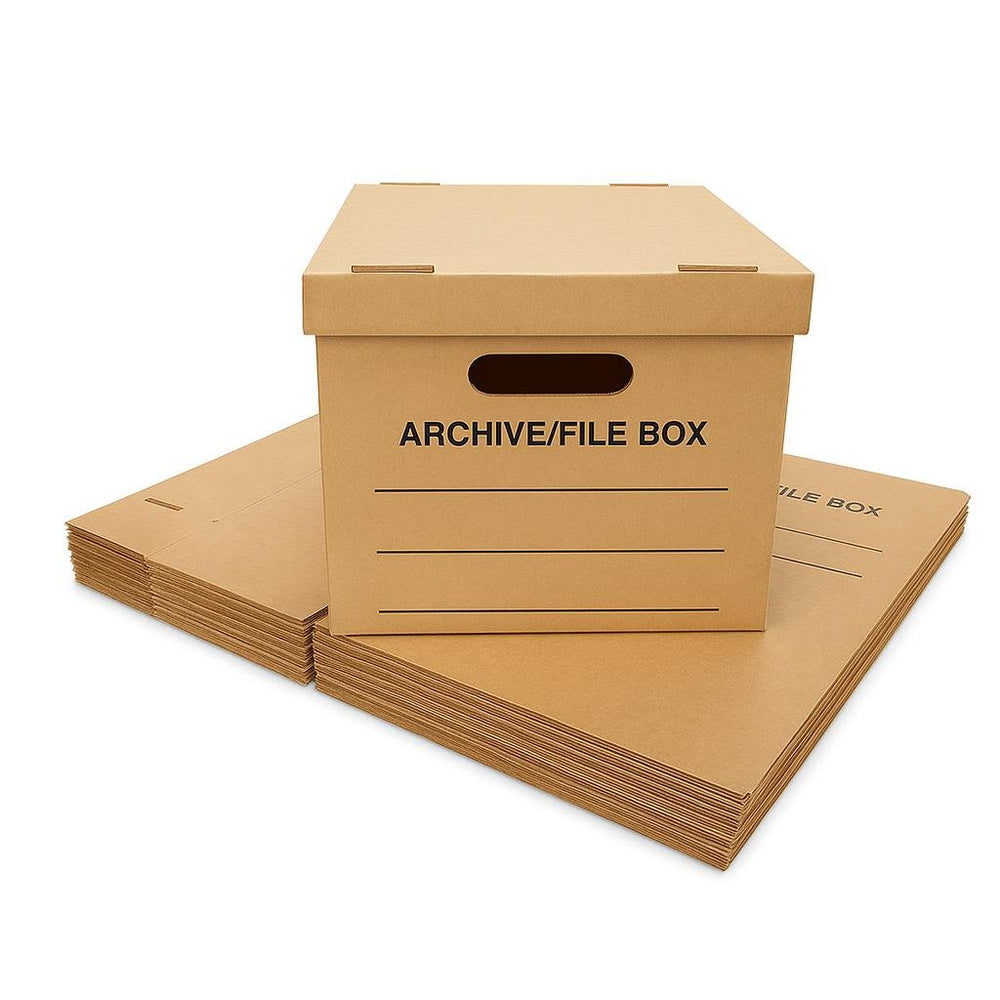 15x12x10 Small Standard File Storage Moving Box with Lid Letter Handle ...