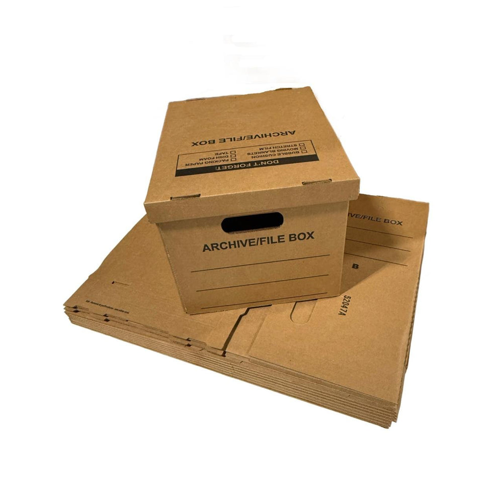 File Box For Moving Files 15x12x10 Small Standard File Storage Moving Box with Lid Letter Handle ...