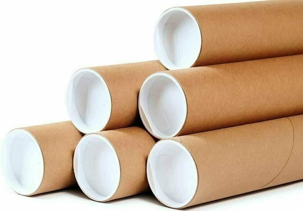 Premium Kraft Mailing Shipping Tubes with Plastic End Caps 3 x 12